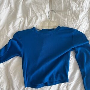 Zara Long Sleeve Crop Top Blue